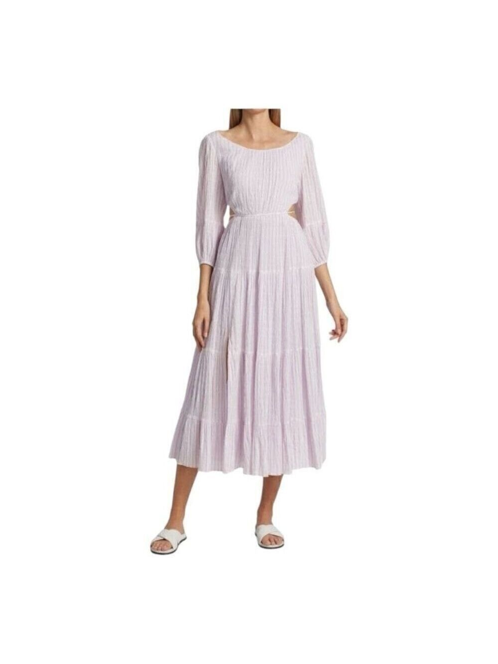 Cinq a Sept Lyle Cutout Lilac Striped Midi Dress Size 4